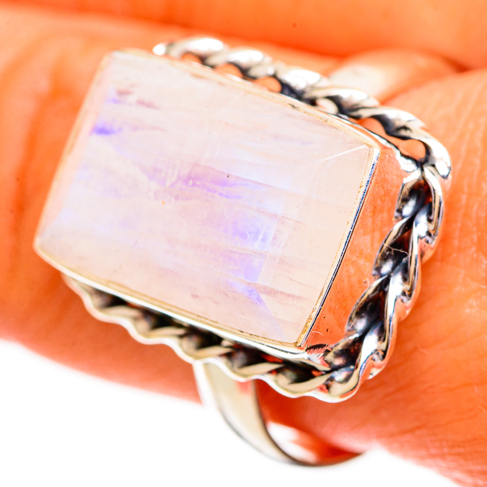 Rainbow Moonstone Rings handcrafted by Ana Silver Co - RING111834