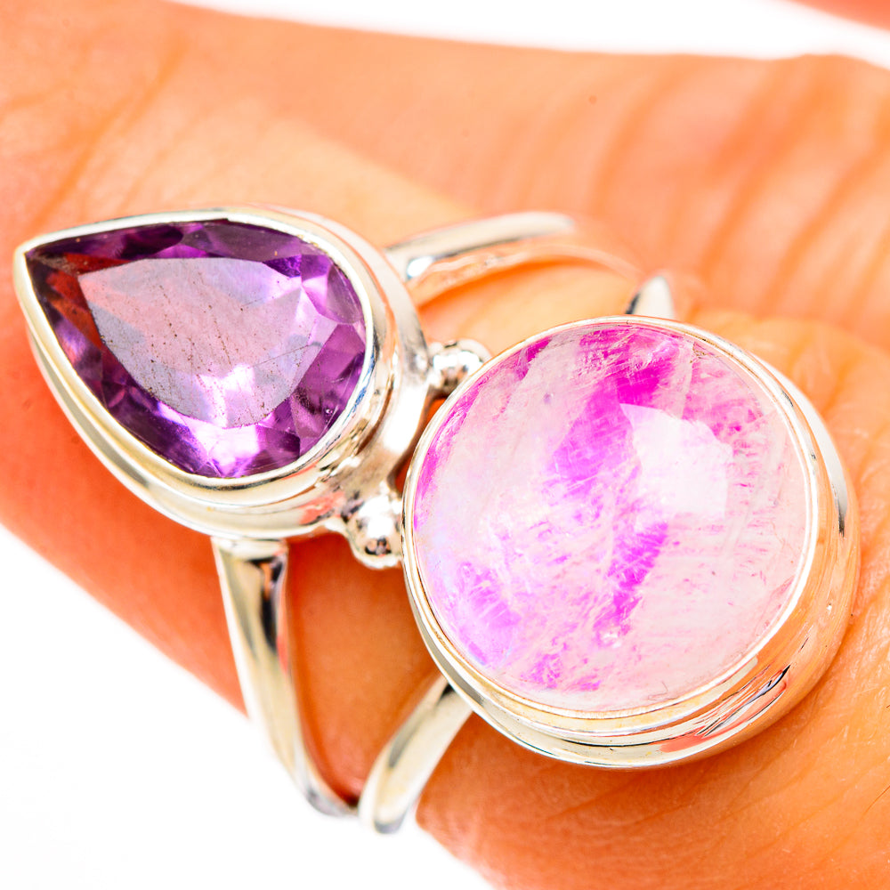 Pink Moonstone Rings handcrafted by Ana Silver Co - RING111836
