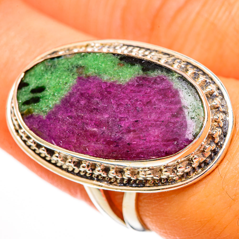 Ruby Zoisite Rings handcrafted by Ana Silver Co - RING111837