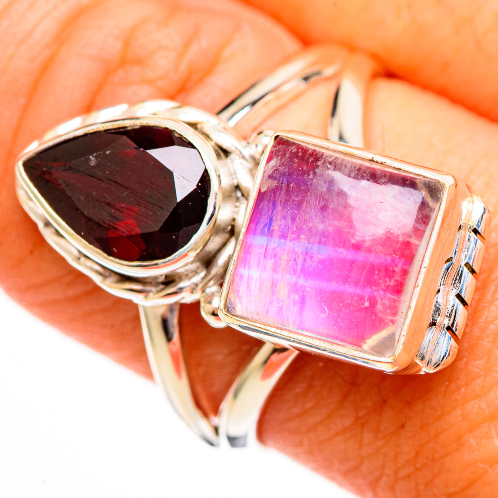 Pink Moonstone Rings handcrafted by Ana Silver Co - RING111838