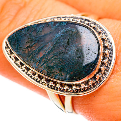 Green Moss Agate Rings handcrafted by Ana Silver Co - RING111847