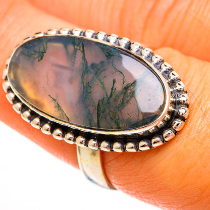 Green Moss Agate Rings handcrafted by Ana Silver Co - RING111848