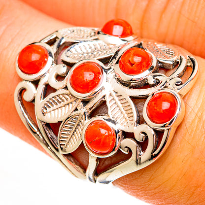 Mediterranean Red Coral Rings handcrafted by Ana Silver Co - RING111855