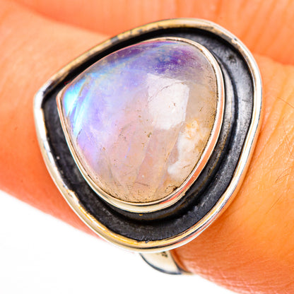 Rainbow Moonstone Rings handcrafted by Ana Silver Co - RING111865