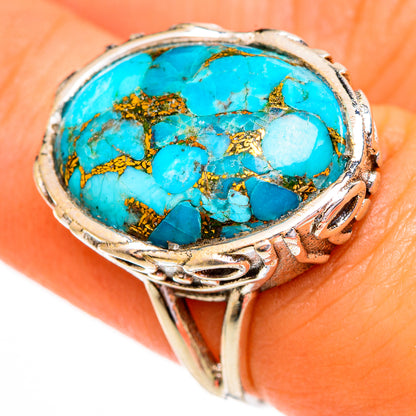 Blue Copper Composite Turquoise Rings handcrafted by Ana Silver Co - RING111873