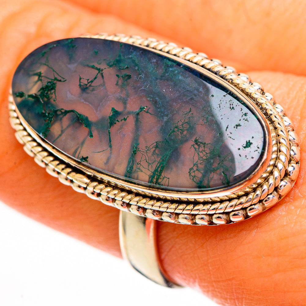 Green Moss Agate Rings handcrafted by Ana Silver Co - RING111877