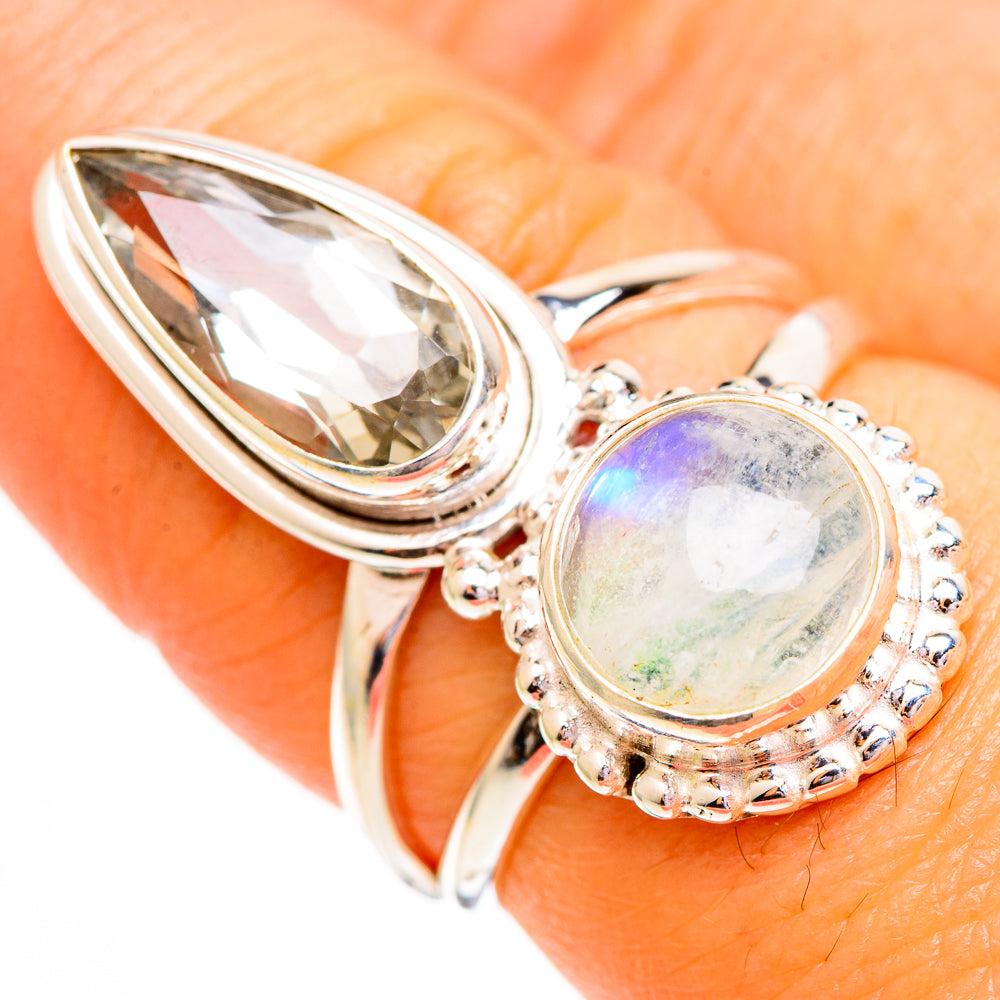 Rainbow Moonstone Rings handcrafted by Ana Silver Co - RING111879
