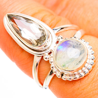Rainbow Moonstone Rings handcrafted by Ana Silver Co - RING111879