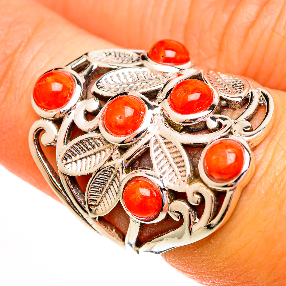 Mediterranean Red Coral Rings handcrafted by Ana Silver Co - RING111886