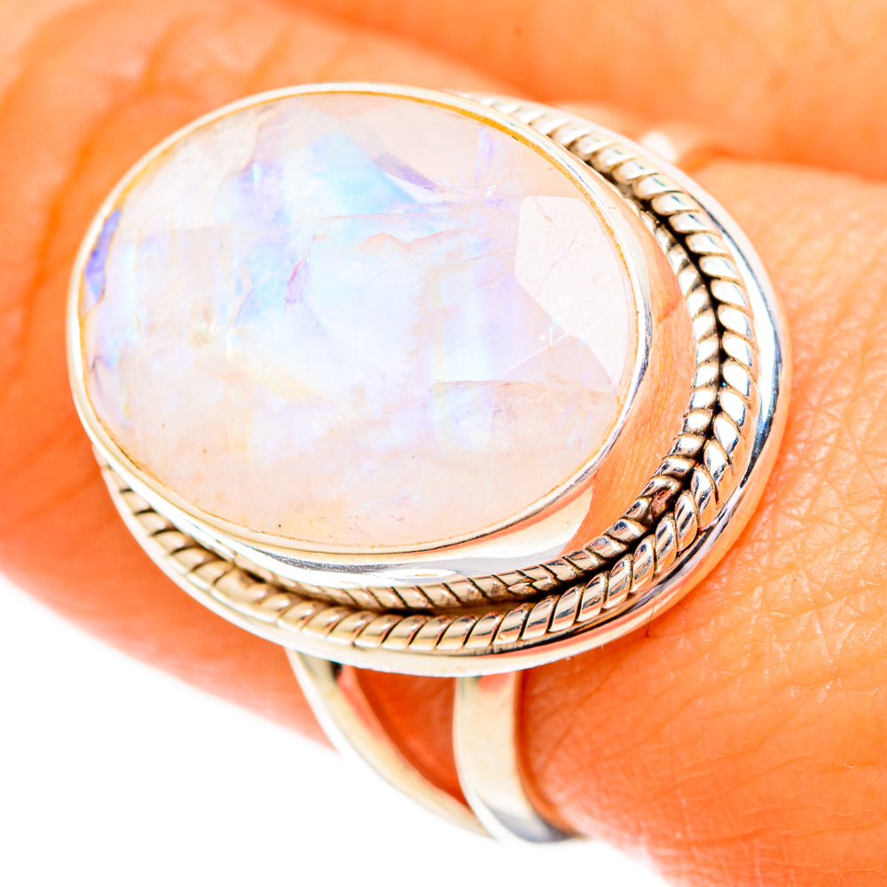 Rainbow Moonstone Rings handcrafted by Ana Silver Co - RING111894