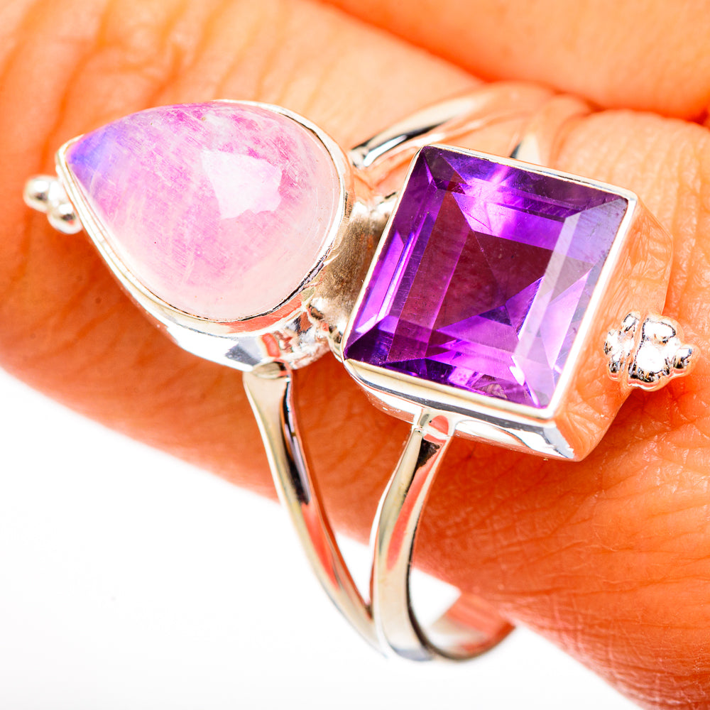 Pink Moonstone Rings handcrafted by Ana Silver Co - RING111899