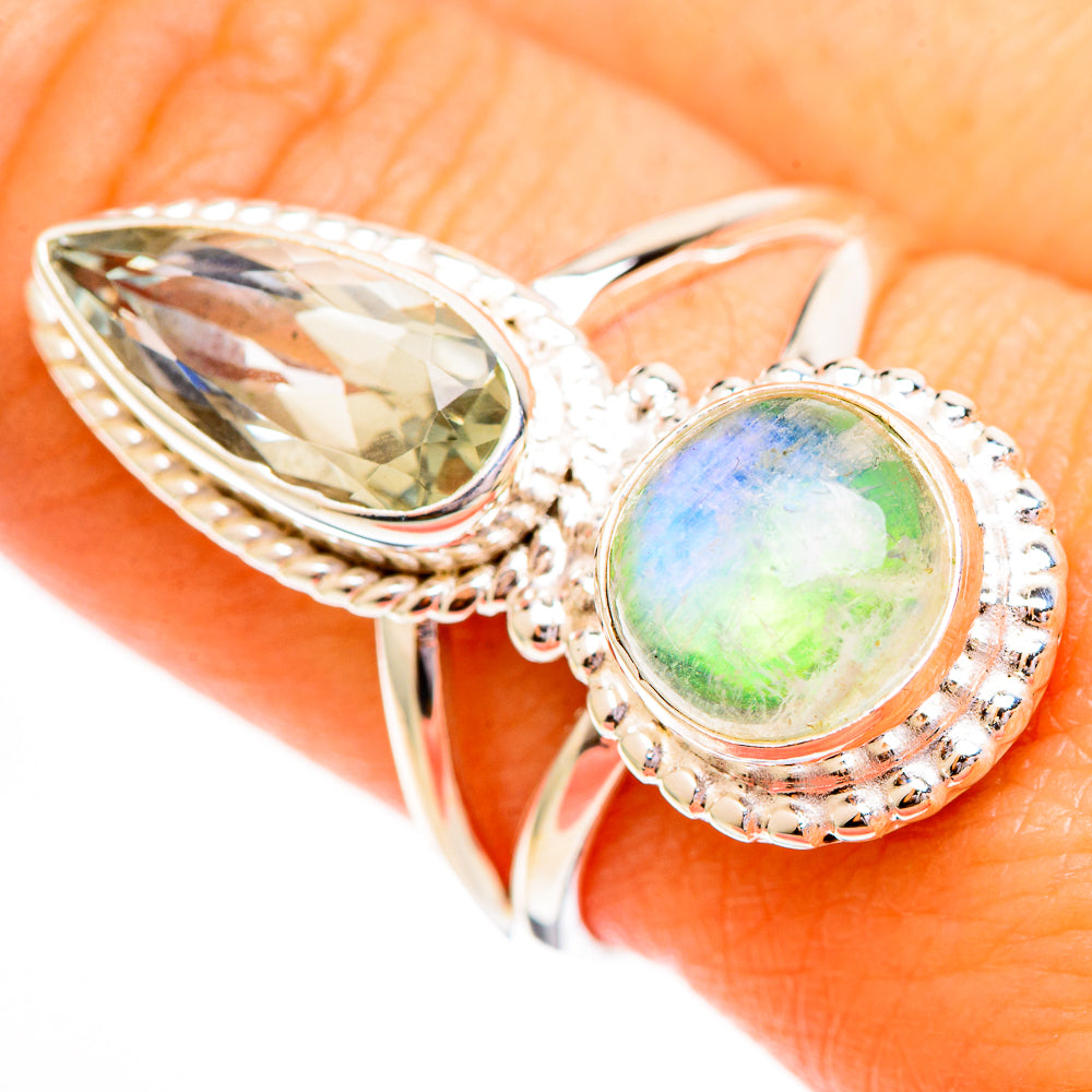Green Moonstone Rings handcrafted by Ana Silver Co - RING111905