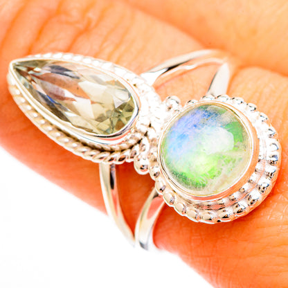 Green Moonstone Rings handcrafted by Ana Silver Co - RING111905