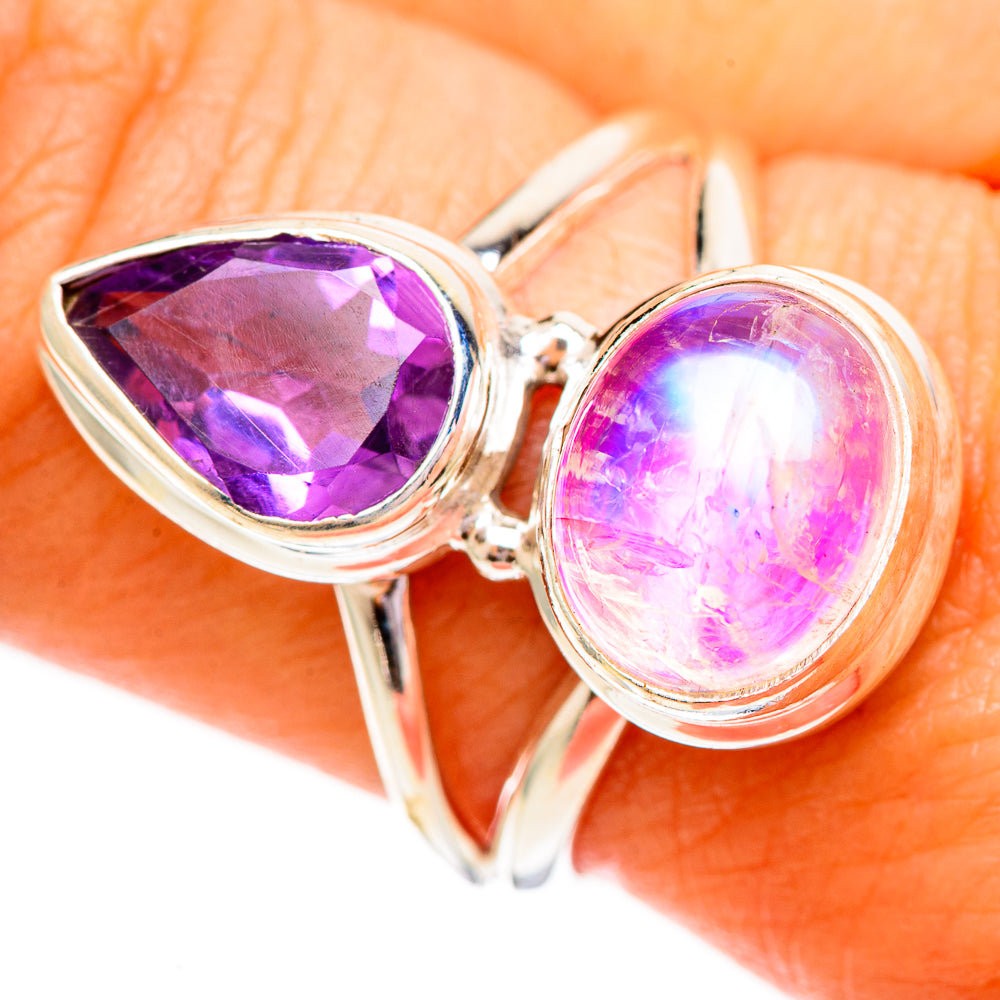 Pink Moonstone Rings handcrafted by Ana Silver Co - RING111928
