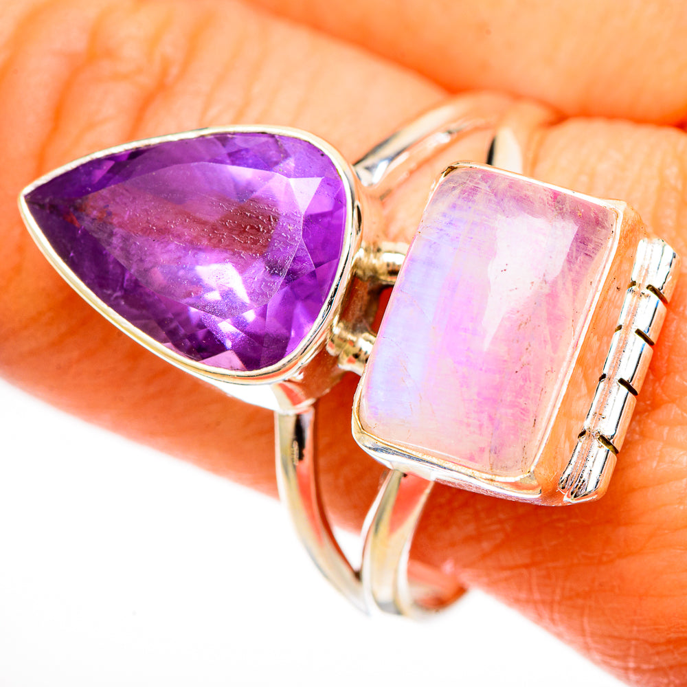 Pink Moonstone Rings handcrafted by Ana Silver Co - RING111930