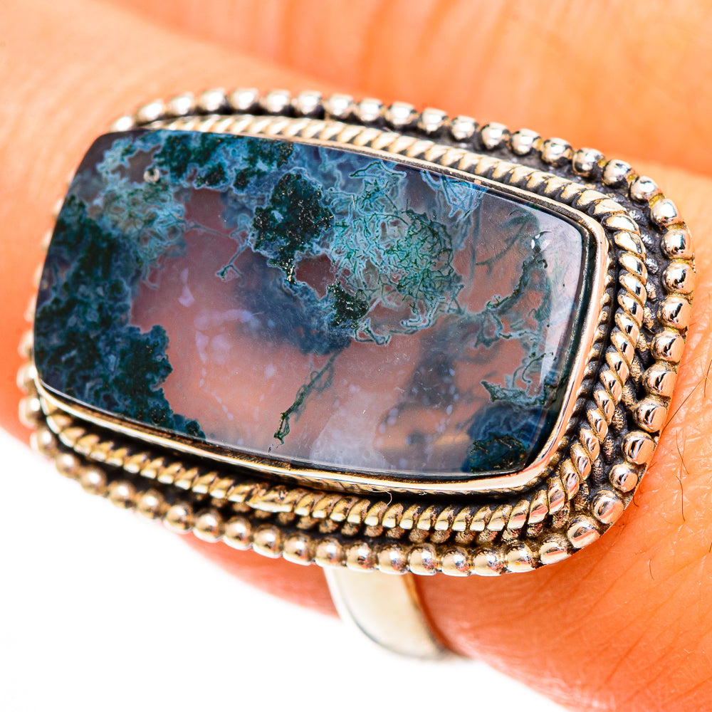 Green Moss Agate Rings handcrafted by Ana Silver Co - RING111938