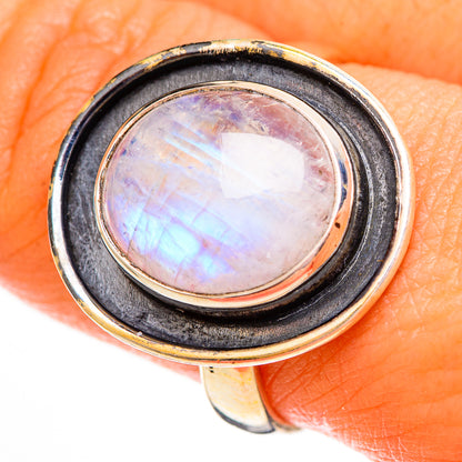 Rainbow Moonstone Rings handcrafted by Ana Silver Co - RING111963
