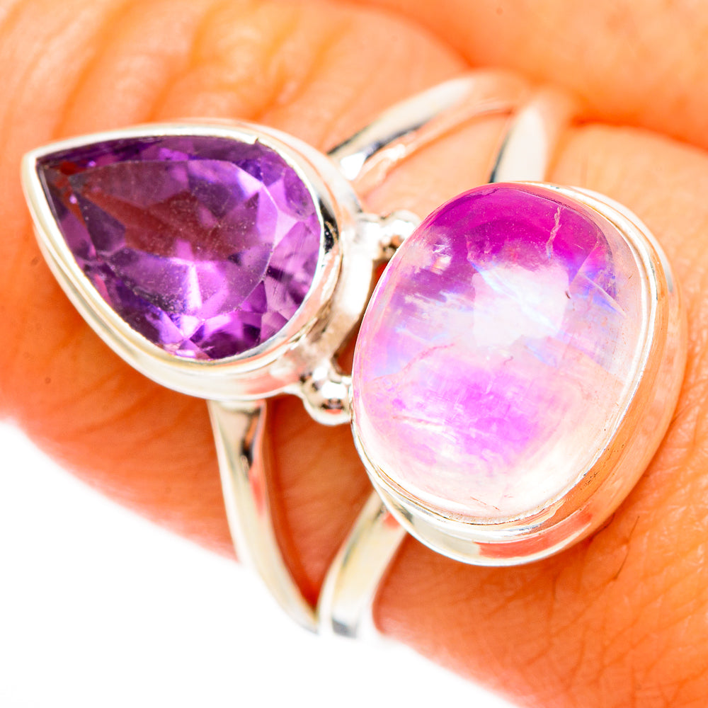 Pink Moonstone Rings handcrafted by Ana Silver Co - RING111968