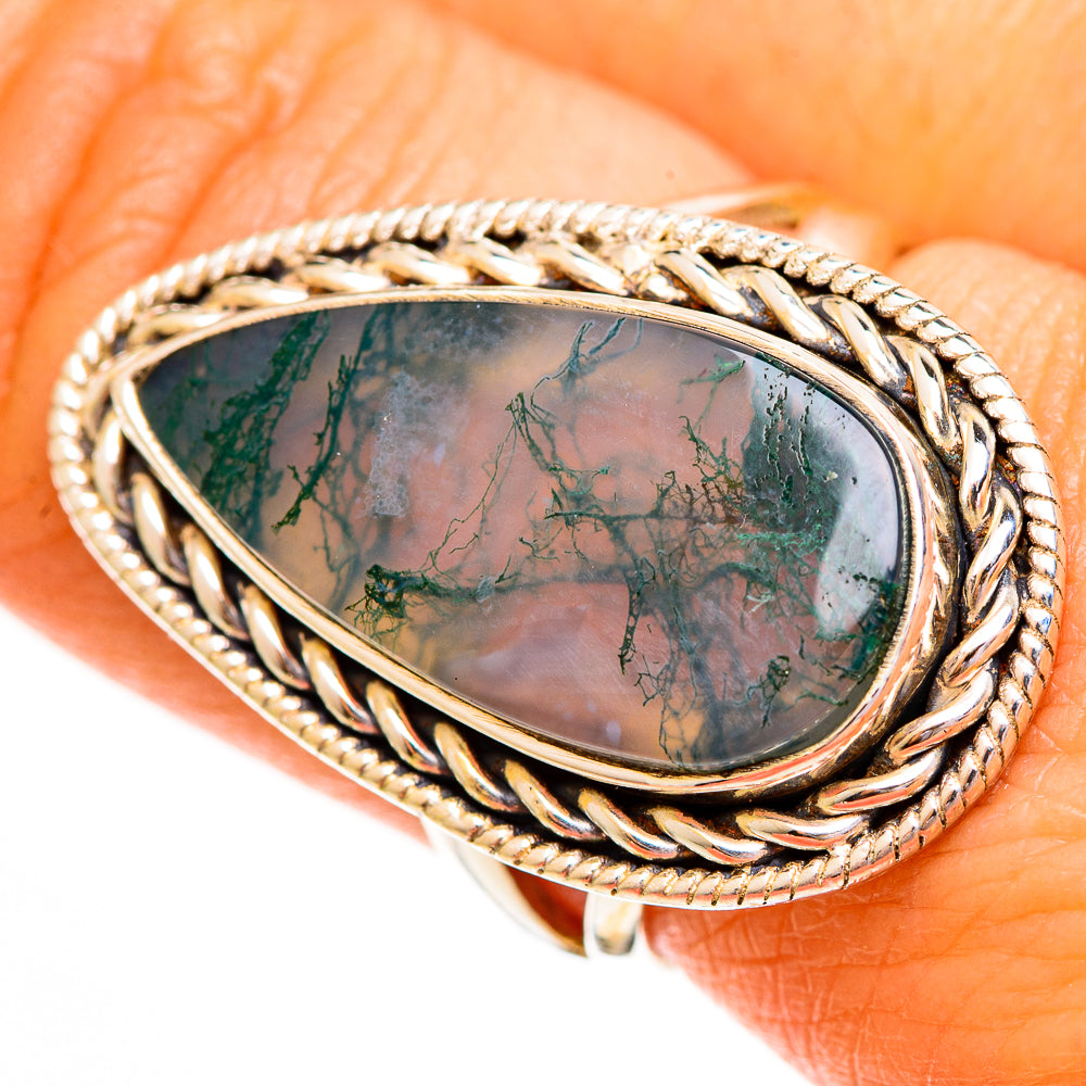 Green Moss Agate Rings handcrafted by Ana Silver Co - RING111979