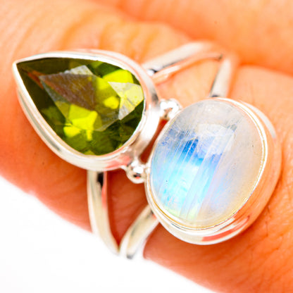 Rainbow Moonstone Rings handcrafted by Ana Silver Co - RING111980