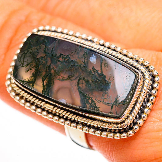 Green Moss Agate Rings handcrafted by Ana Silver Co - RING112000