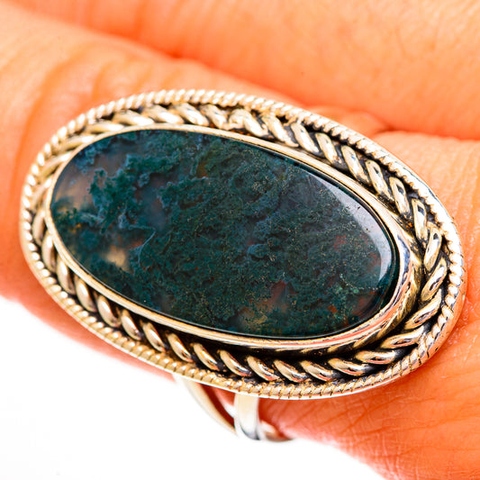 Green Moss Agate Rings handcrafted by Ana Silver Co - RING112001