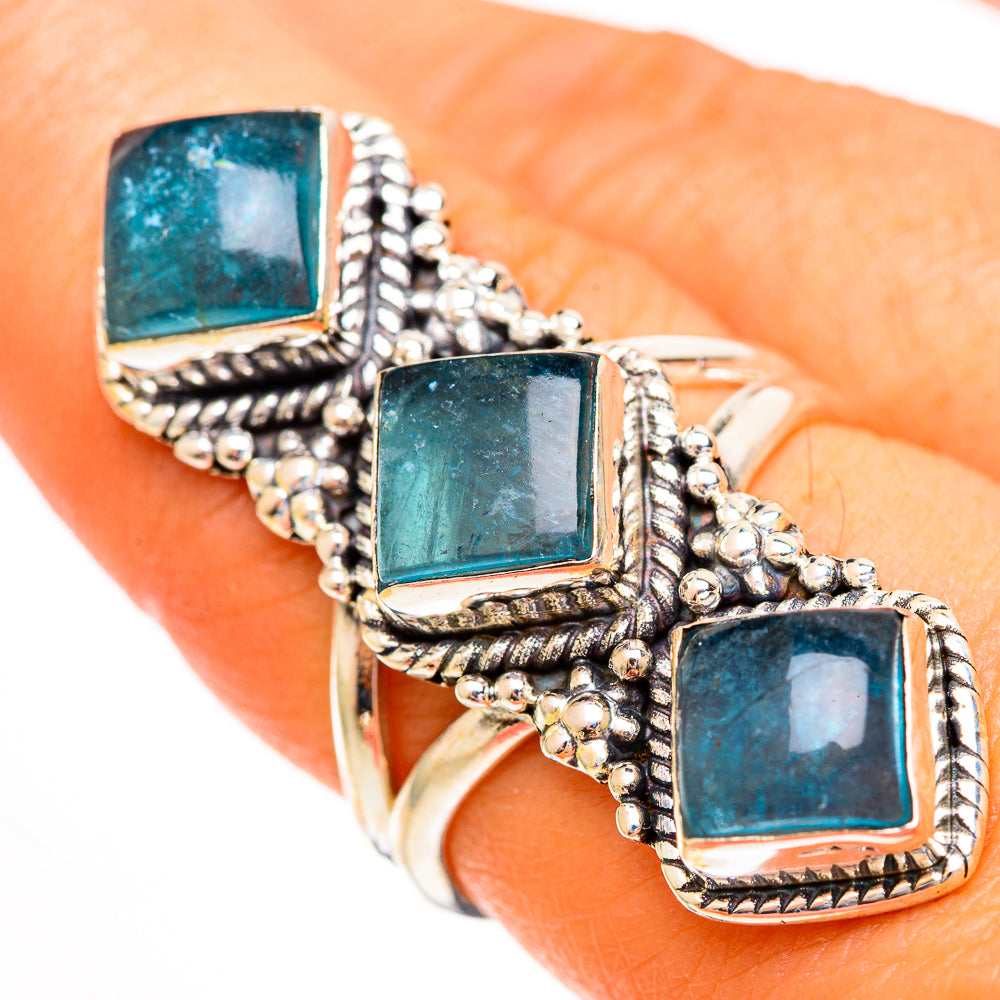 Blue Fluorite Rings handcrafted by Ana Silver Co - RING112036