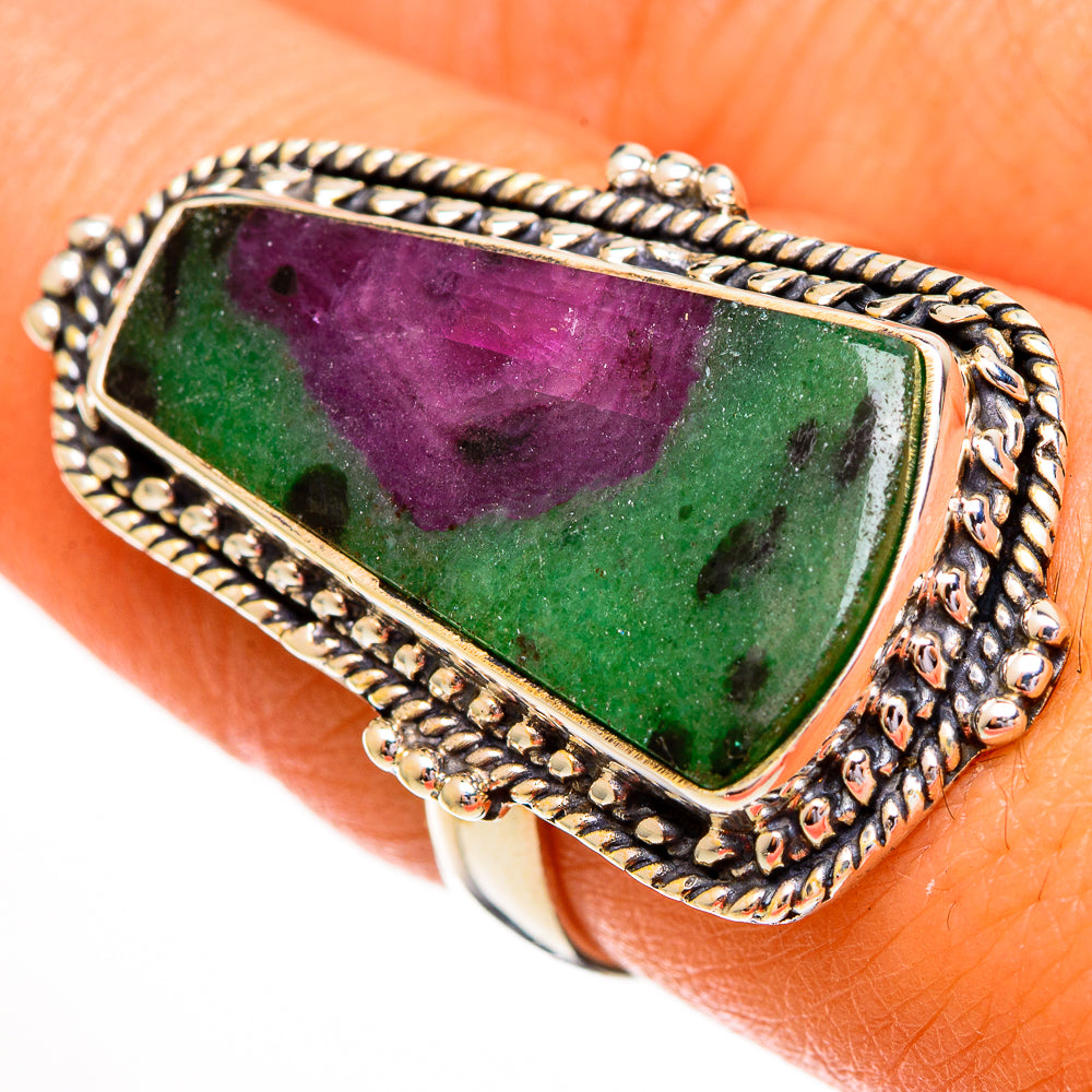 Ruby Zoisite Rings handcrafted by Ana Silver Co - RING112048