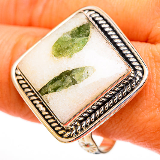 Green Quartz Crystal Rings handcrafted by Ana Silver Co - RING112073