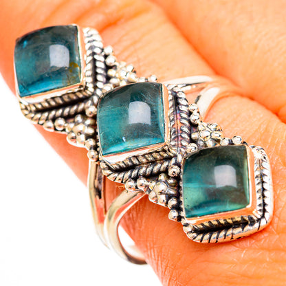 Blue Fluorite Rings handcrafted by Ana Silver Co - RING112079