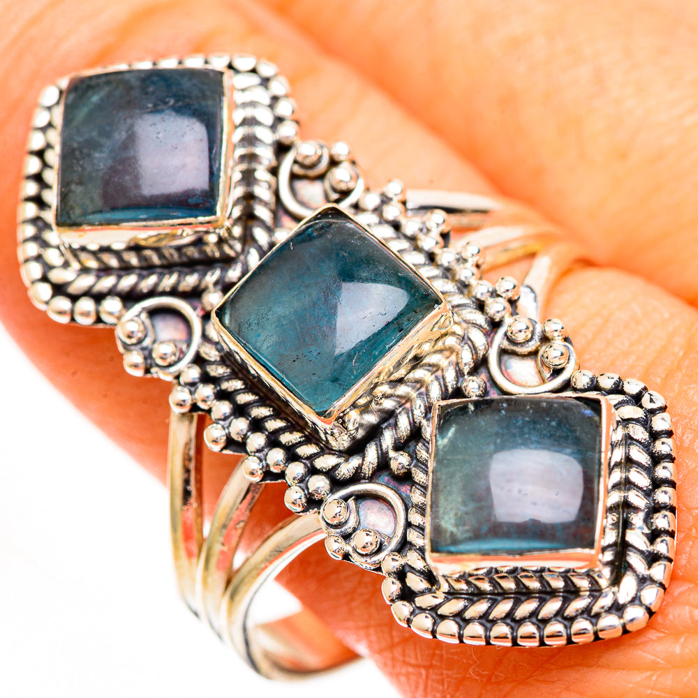Blue Fluorite Rings handcrafted by Ana Silver Co - RING112081