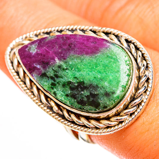 Ruby Zoisite Rings handcrafted by Ana Silver Co - RING112085