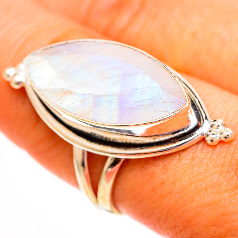 Rainbow Moonstone Rings handcrafted by Ana Silver Co - RING112106