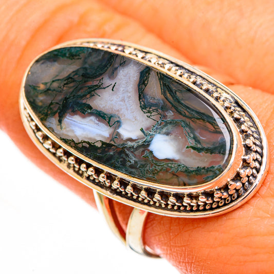 Green Moss Agate Rings handcrafted by Ana Silver Co - RING112118