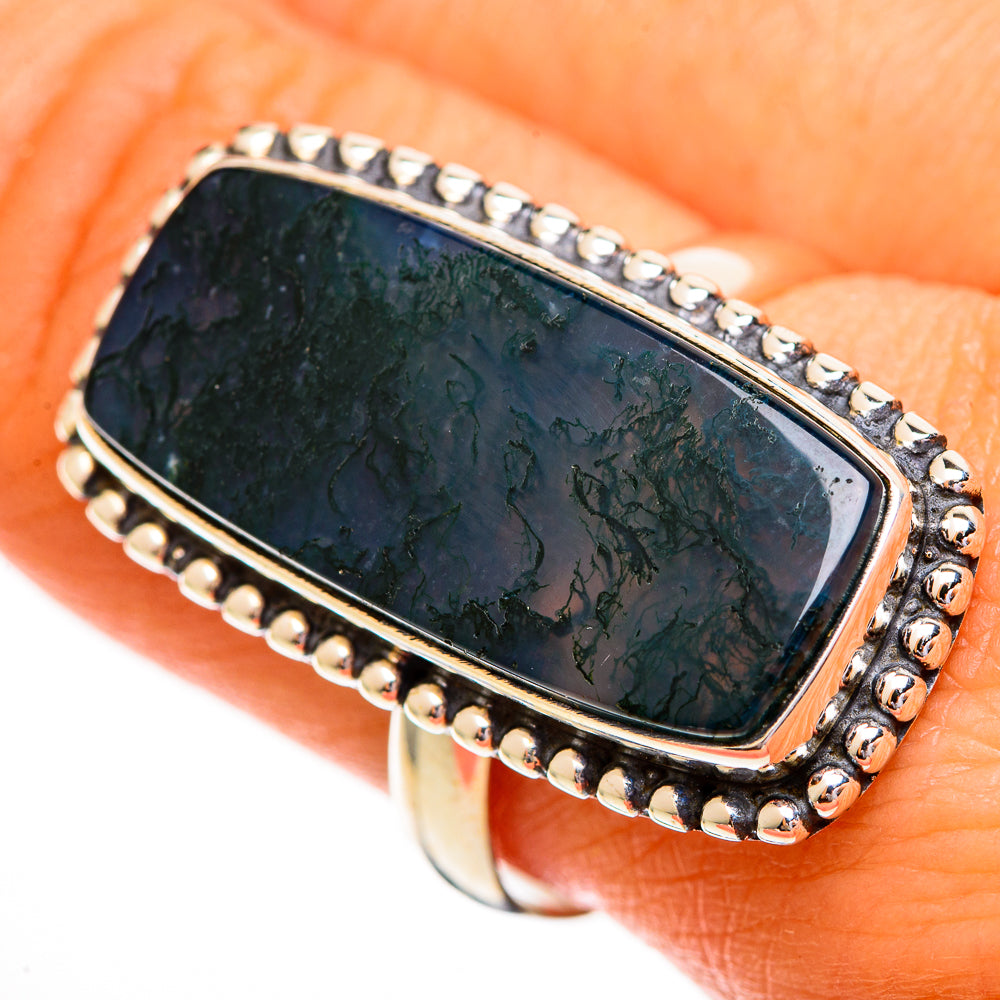 Green Moss Agate Rings handcrafted by Ana Silver Co - RING112120