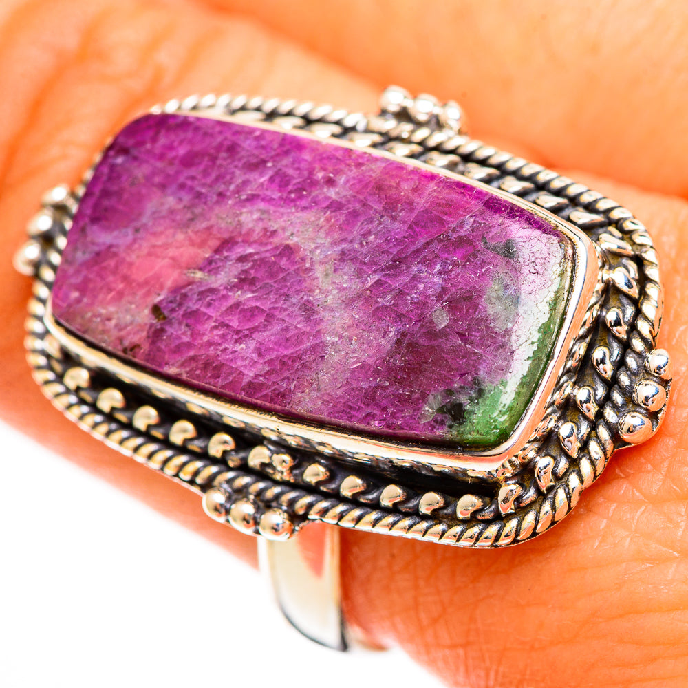 Ruby Zoisite Rings handcrafted by Ana Silver Co - RING112135