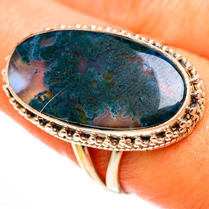 Green Moss Agate Rings handcrafted by Ana Silver Co - RING112156