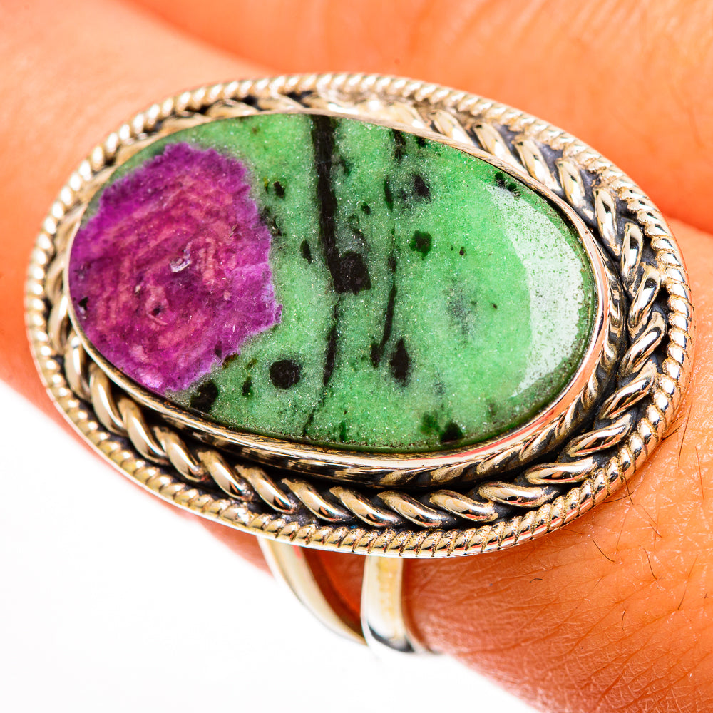 Ruby Zoisite Rings handcrafted by Ana Silver Co - RING112157