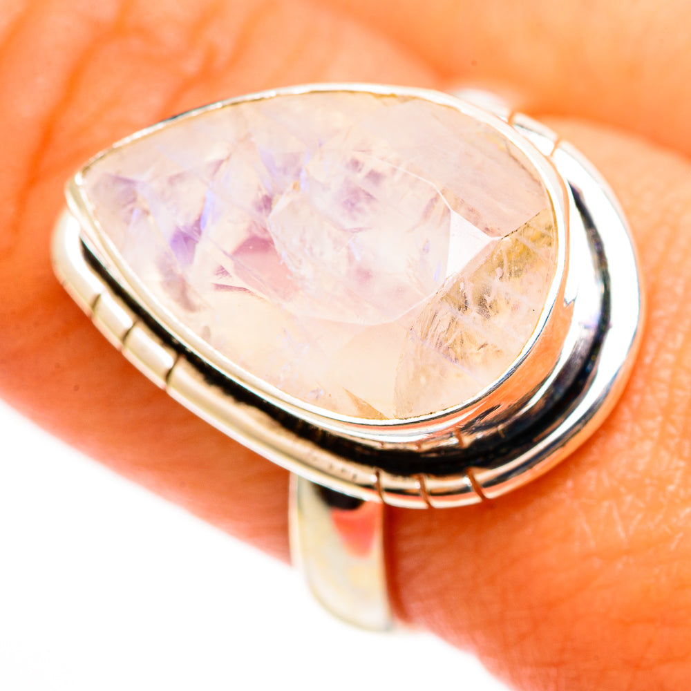 Rainbow Moonstone Rings handcrafted by Ana Silver Co - RING112176