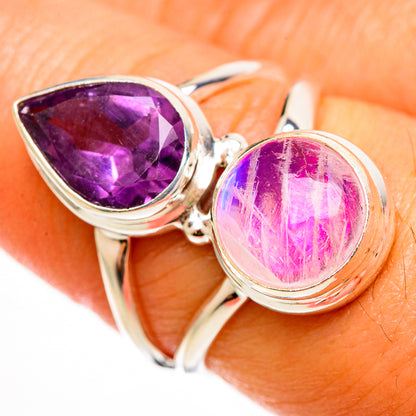 Pink Moonstone Rings handcrafted by Ana Silver Co - RING112177