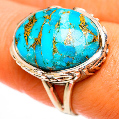 Blue Copper Composite Turquoise Rings handcrafted by Ana Silver Co - RING112184