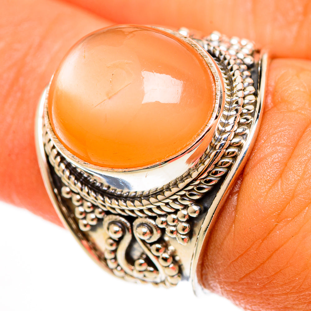 Peach Moonstone Rings handcrafted by Ana Silver Co - RING112192
