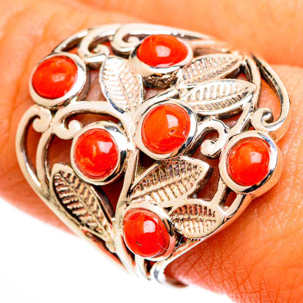 Mediterranean Red Coral Rings handcrafted by Ana Silver Co - RING112196
