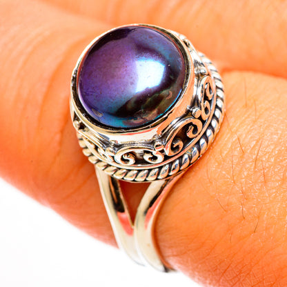 Titanium Pearl Rings handcrafted by Ana Silver Co - RING112197