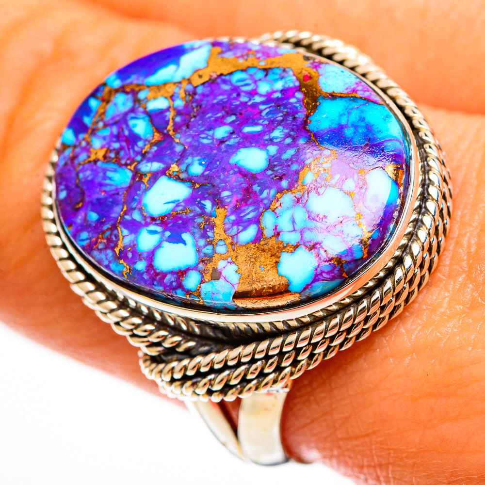 Purple Copper Composite Turquoise Rings handcrafted by Ana Silver Co - RING112198