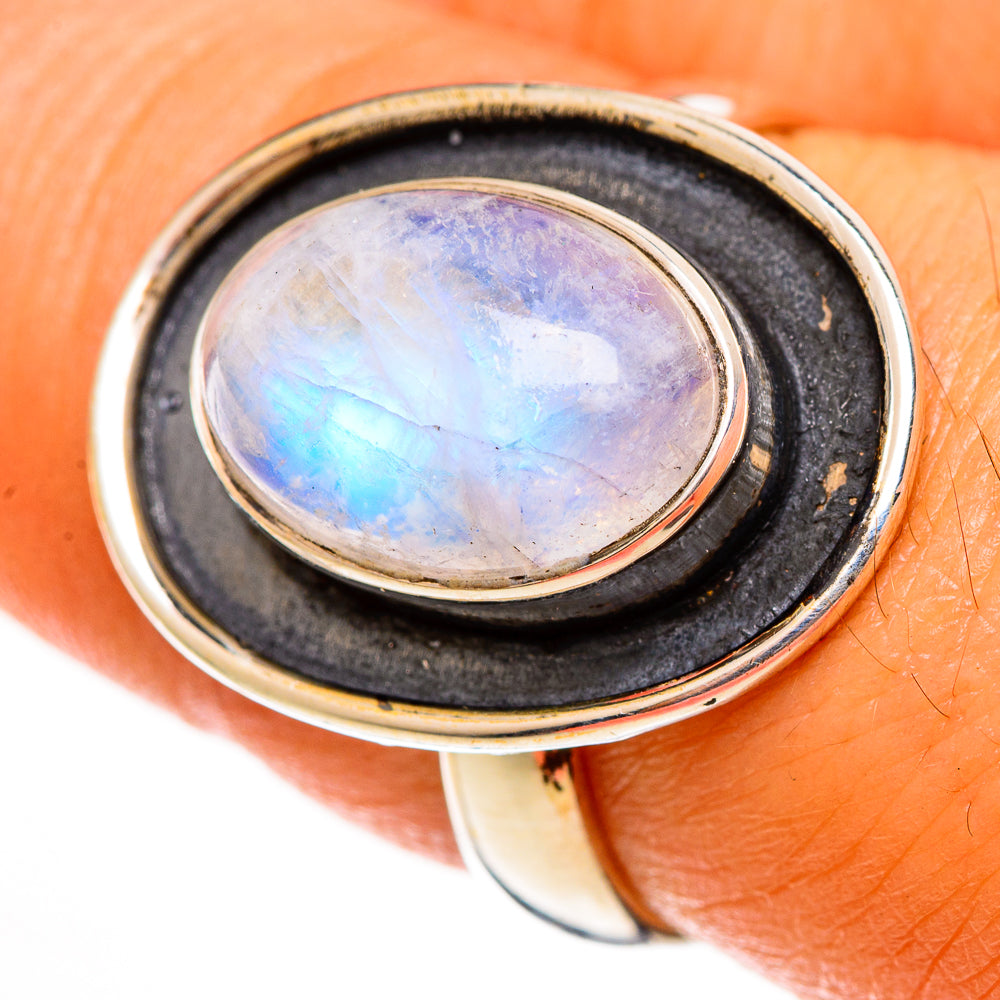 Rainbow Moonstone Rings handcrafted by Ana Silver Co - RING112205