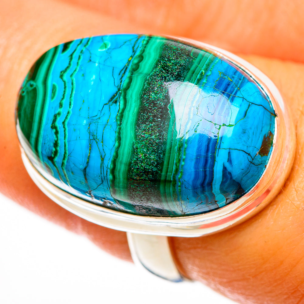 Malachite In Chrysocolla Rings handcrafted by Ana Silver Co - RING112207