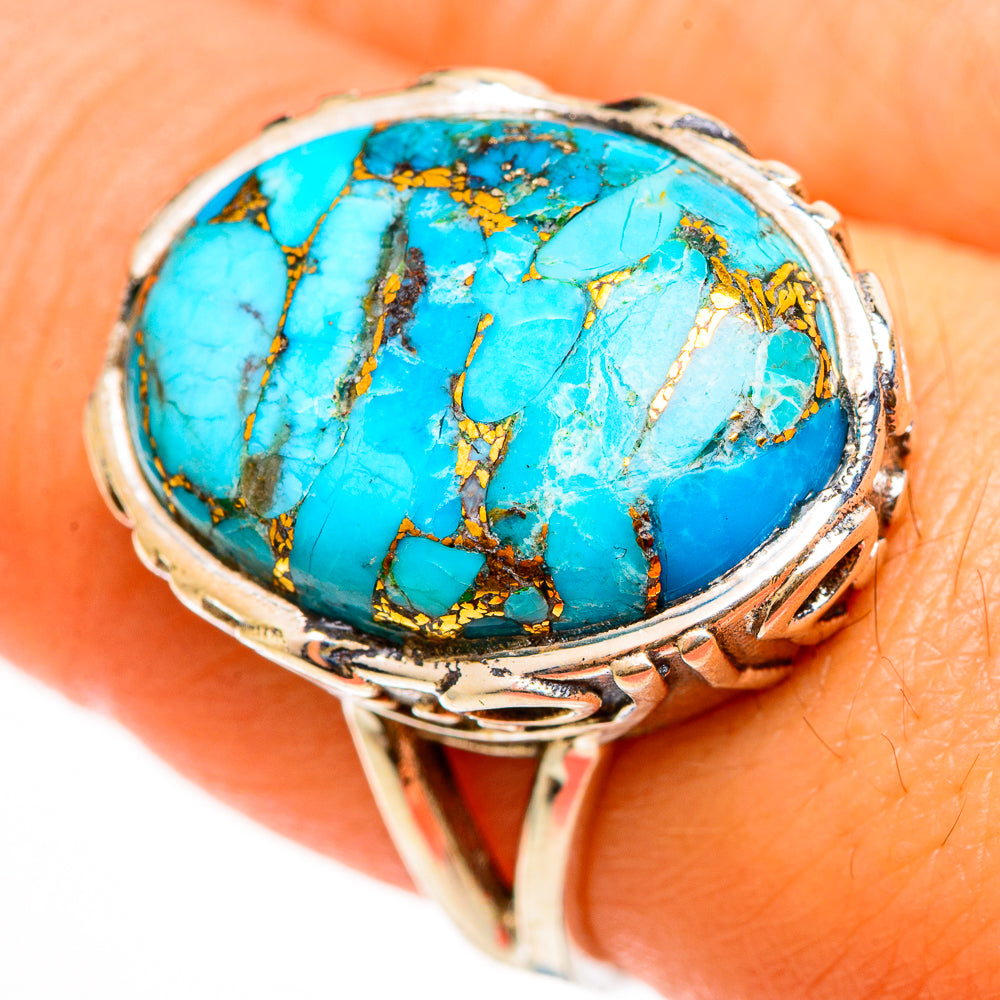 Blue Copper Composite Turquoise Rings handcrafted by Ana Silver Co - RING112213