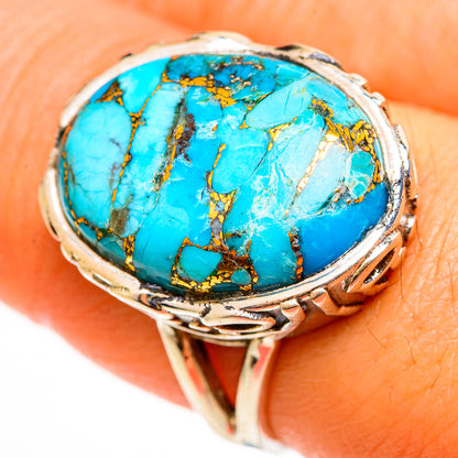 Blue Copper Composite Turquoise Rings handcrafted by Ana Silver Co - RING112213