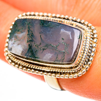 Green Moss Agate Rings handcrafted by Ana Silver Co - RING112216